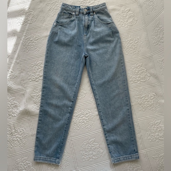 ABRAND Miami Taper Brandy High Waist Straight Leg Tapered Pleats Denim Jeans 24 - Picture 4 of 16